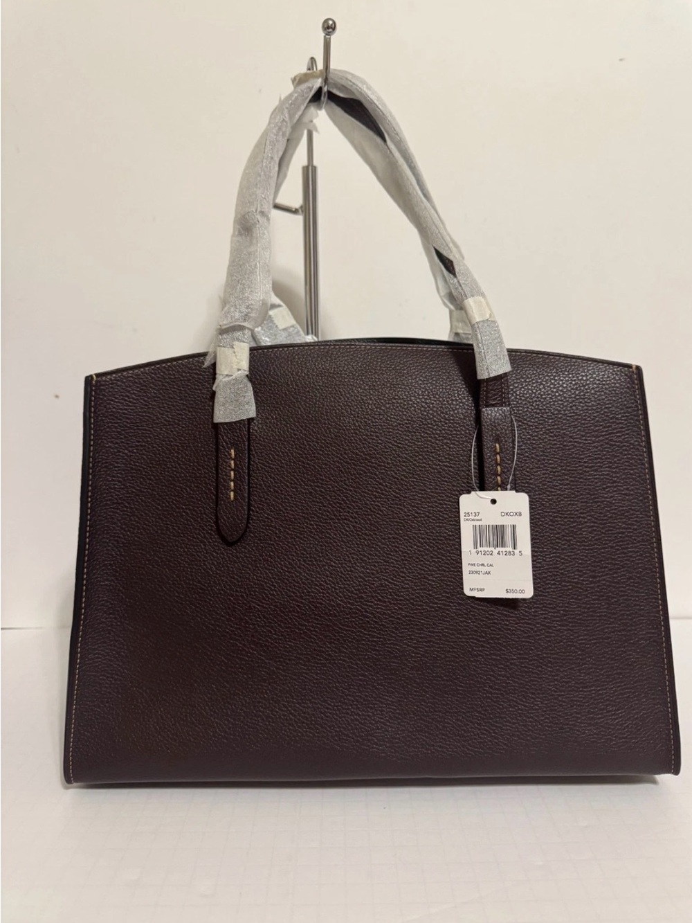 Coach Black Leather Tote with Center Zip - Picture 2 of 4
